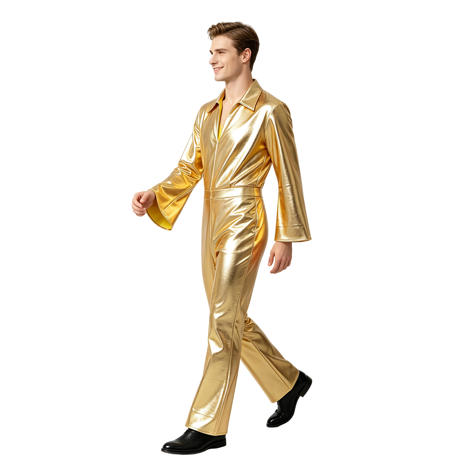 Anime Cosplay Jumpsuit - Tuta Metallizzata Dorata Lucida per Halloween,
